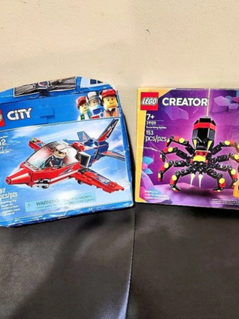 New LEGO City Airshow Jet 60177 and Creator Surprising Spider 31159 Damaged Box